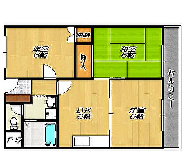 大阪府四條畷市雁屋南町(賃貸マンション3DK・3階・52.65㎡)の写真 その2