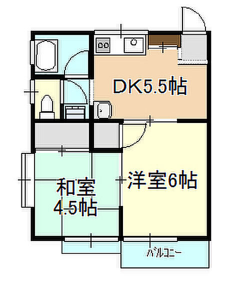 岡山県倉敷市上東(賃貸アパート2DK・2階・34.78㎡)の写真 その2