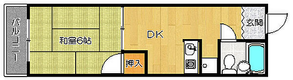 大阪府四條畷市中野本町(賃貸マンション1DK・2階・25.00㎡)の写真 その2