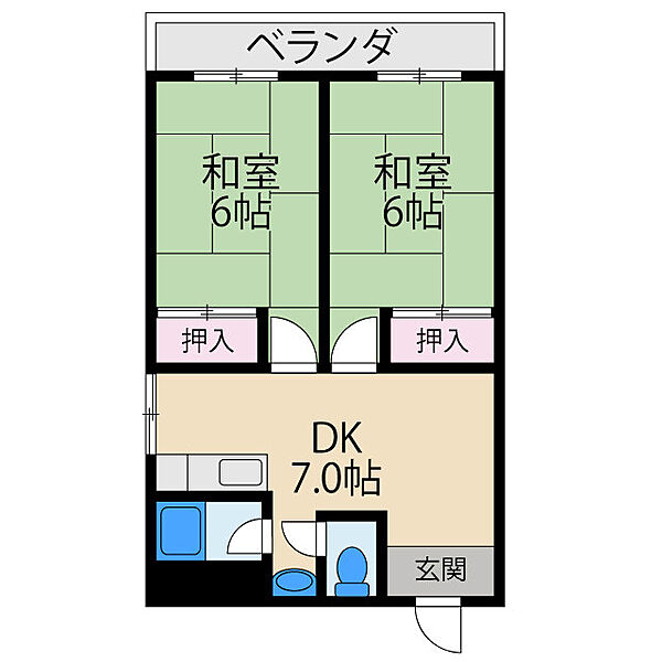 第一八幸マンション ｜大阪府寝屋川市上神田1丁目(賃貸マンション2DK・3階・55.00㎡)の写真 その2