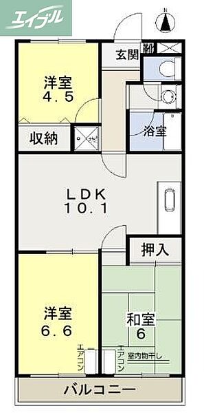 岡山県岡山市北区今3丁目(賃貸マンション3LDK・3階・60.00㎡)の写真 その2