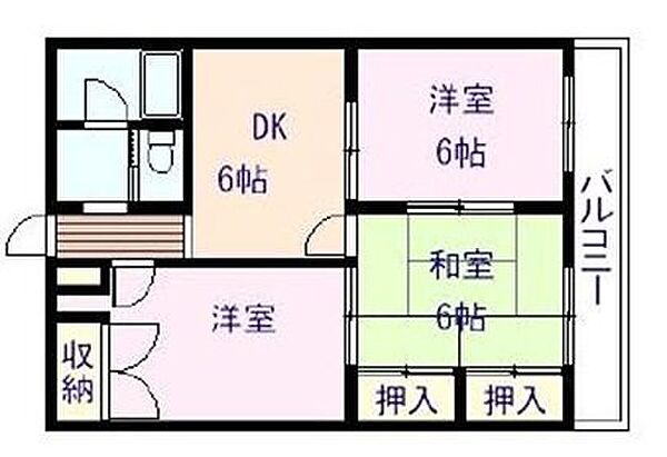 広島県福山市新涯町３丁目(賃貸アパート3DK・2階・56.85㎡)の写真 その3