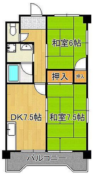 第1共立ビル ｜福岡県北九州市小倉北区神岳2丁目(賃貸マンション2DK・5階・49.50㎡)の写真 その2