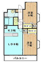 スターハウス2 2LDKの間取図画像