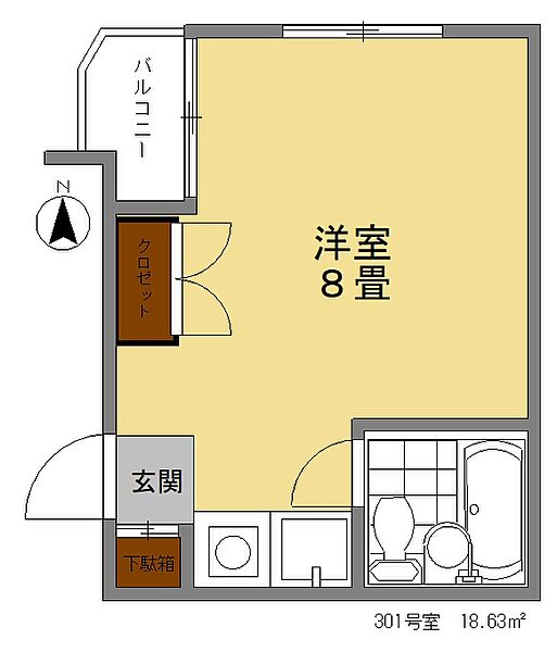 マンション峰 301｜東京都杉並区井草１丁目(賃貸マンション1R・3階・18.63㎡)の写真 その2