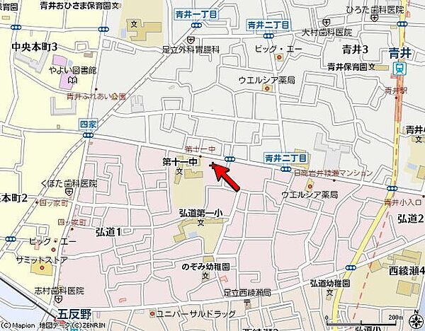スカーラ・ネーロ 2階 | 東京都足立区弘道 賃貸マンション 地図