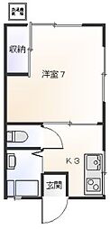 菊美ハイツ 1Kの間取図画像