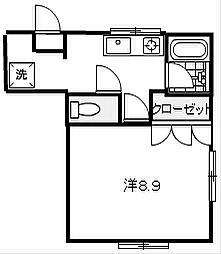 ブルーハウス 1Kの間取図画像