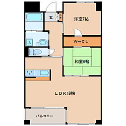 サンクレスト原町 2LDKの間取図画像