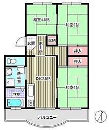 ローレルハイツ北神戸4号棟 3DKの間取図画像