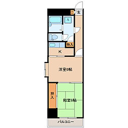 グランドール大和町 2Kの間取図画像