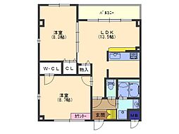 デルニエ 2LDKの間取図画像