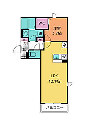 グランシャリオ千代田 1LDKの間取図画像