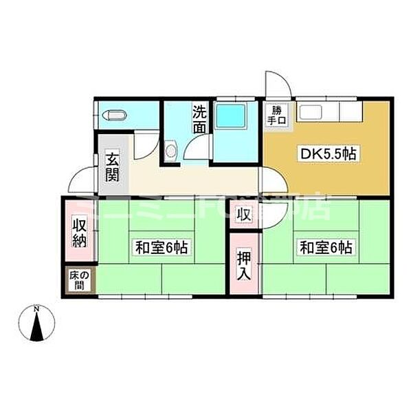 愛知県蒲郡市御幸町(賃貸一戸建2DK・1階・47.20㎡)の写真 その2