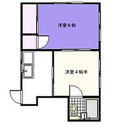 コーポ小高 2Kの間取図画像