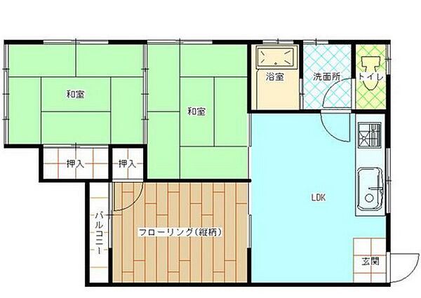 やすらぎ荘 0202｜広島県安芸郡府中町城ケ丘(賃貸アパート3DK・2階・54.27㎡)の写真 その2