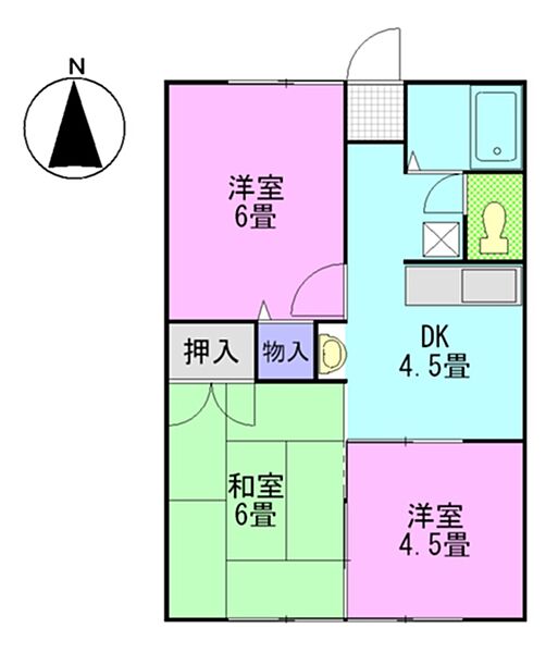 ソーユーハウス2 ｜栃木県佐野市久保町(賃貸アパート3DK・2階・48.05㎡)の写真 その2
