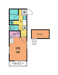 青葉ハイツ 1Kの間取図画像