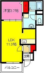 ミルト諸福 1LDKの間取図画像