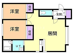 サンシャインB 2LDKの間取図画像