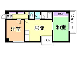 レジデンスサン 2LDKの間取図画像