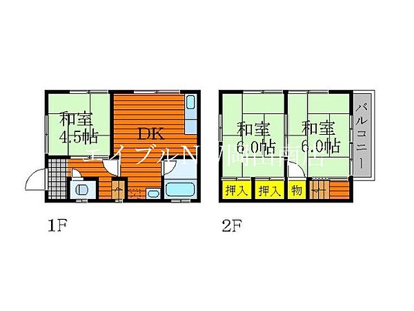 岡山県岡山市南区平福1丁目(賃貸一戸建3DK・1階・53.82㎡)の写真 その2