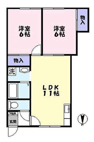 マチルド 1B｜鳥取県米子市愛宕町(賃貸アパート2LDK・1階・51.10㎡)の写真 その2