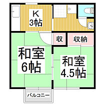 パナハイツ竹内 205 ｜ 長野県松本市浅間温泉3丁目（賃貸アパート2K・2階・26.80㎡） その2