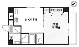 かむろ坂サンハイツ 1DKの間取図画像