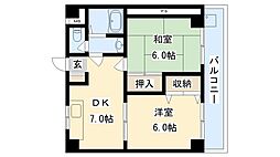 スペリオ新森 2DKの間取図画像