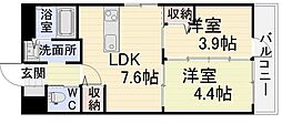 AKAMA77'Sマンション 2LDKの間取図画像