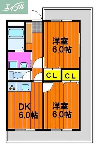 アビタ山本岡山 ｜岡山県岡山市北区高柳西町(賃貸マンション2LDK・5階・58.10㎡)の写真 その2