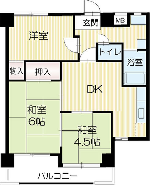 ロイヤルコーポ高砂 602｜兵庫県高砂市高砂町浜田町２丁目(賃貸マンション3DK・6階・48.69㎡)の写真 その2