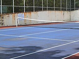 [その他] 駐車場の奥にあるテニスコートで日頃の運動不足が解消されます。こちらも無料でお楽しみ頂けます。