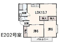 ファミーユ新涯E 2LDKの間取図画像