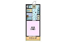 アビタシオンローザ 1Kの間取図画像