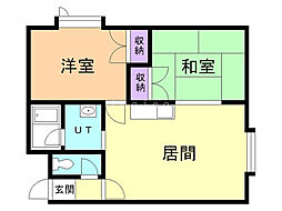 コーポひまわりB 2LDKの間取図画像