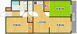 北巽ハイツ 3LDKの間取図画像