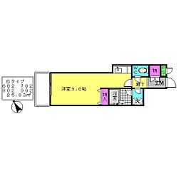 ソルージュ山手 1Kの間取図画像