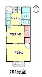 梅田ハイツ 2Kの間取図画像
