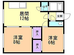 ひらきマンション 2LDKの間取図画像