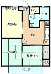 みどりハイツ2 3DKの間取図画像
