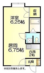 こーぽきらら 1DKの間取図画像