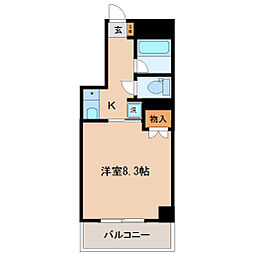 松栄タワーイン宮城野 1Kの間取図画像