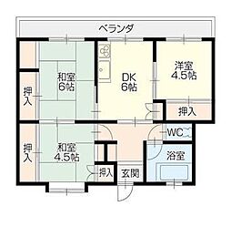 コーポ北吉津3号 3DKの間取図画像