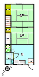 タケミ荘 2DKの間取図画像