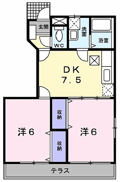 アニュードラセナ 101｜愛媛県西条市樋之口(賃貸アパート2DK・1階・44.34㎡)の写真 その3