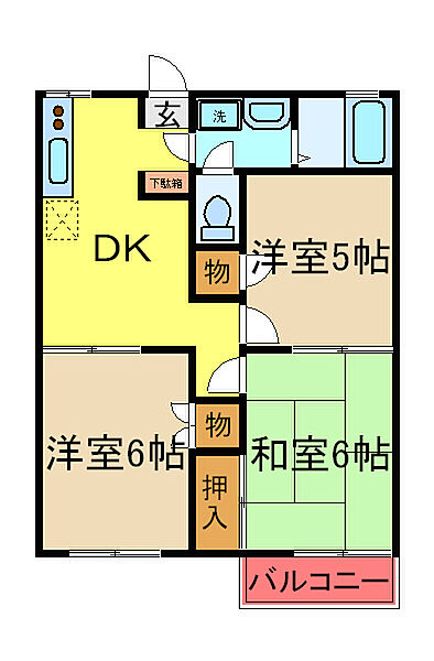 千葉県市原市八幡(賃貸アパート3DK・2階・52.12㎡)の写真 その2