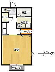 グリーンヒルズ朝暉3番館 1Kの間取図画像