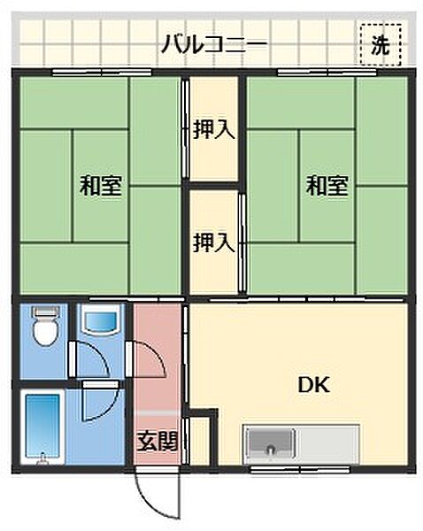 サンバース 201｜和歌山県海南市鳥居(賃貸アパート2DK・2階・39.69㎡)の写真 その2